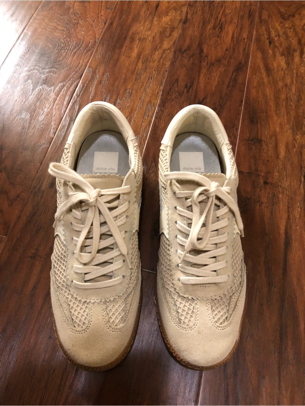 Dolce Vita Men’s Beige Suede & Knit Lace-Up Sneakers